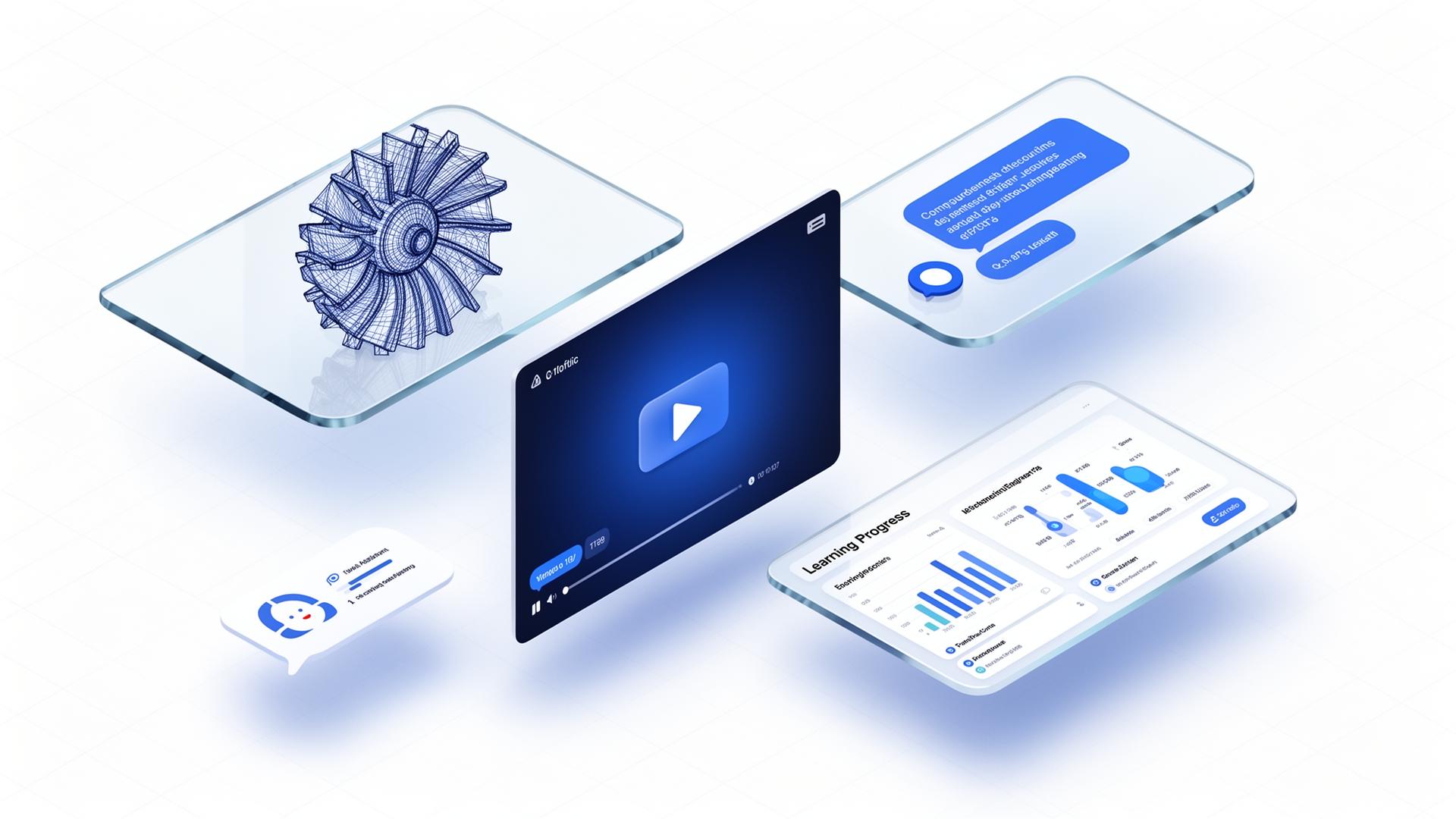 Mechanical engineering learning dashboard with AI tutor, CAD models and video lectures